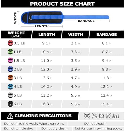 Ankle Weights for Women and Men - 1/2/3/4/6/8/10/12/15/20 LB Pair Options