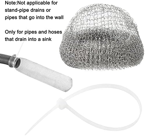 24 Pieces Lint Traps Washing Machine Stainless Steel Lint Snare Traps Laundry Mesh Washer Hose Filter with 24 Pcs Cable Ties