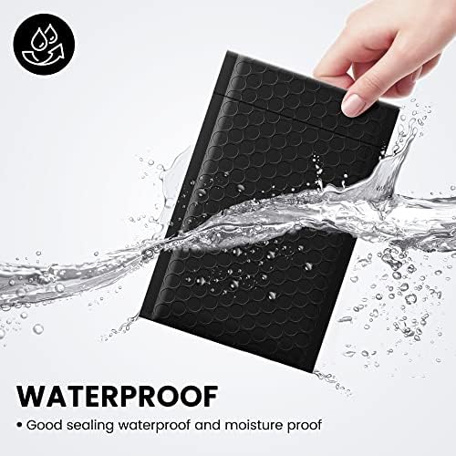 Fuxury Black Bubble Mailers 4x8" 200 Pack Waterproof Padded Envelopes