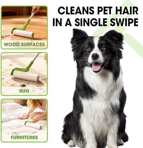 10 Inch Lint Roller Refills, 4 Rolls 200 Sheets Large Lint Rollers for Pet Hair Extra Sticky, Easily Remove Carpets, Clothes, Couch and Curtains Dust (Not Include Lint Roller Handle)