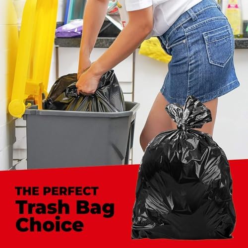 ToughBag 55-60 Gallon Heavy Duty Trash Bags, 150 Count, Black, Made in USA