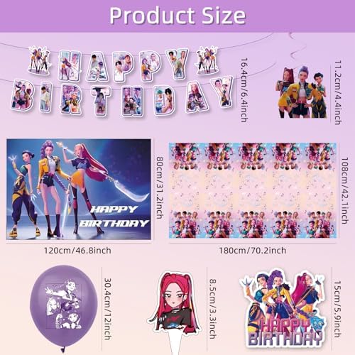 50 Pcs For K Pop Demon Hunters Party Supplies, Birthday Decorations Set