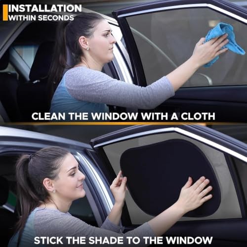 EcoNour Car Window Shades for Baby | Protects Baby from Sun & Heat (4 Pack)