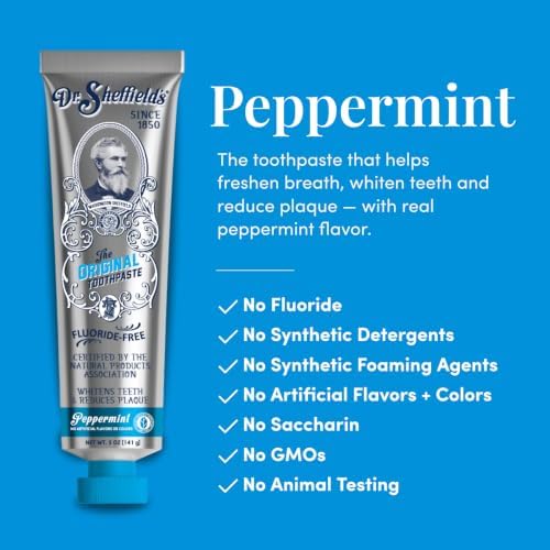 Dr. Sheffield's Fluoride Free, No SLS Toothpaste, Peppermint, 2-Pack