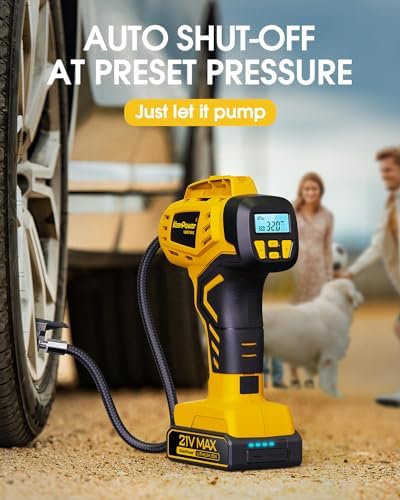 KeenPower Tire Inflator Portable Air Compressor 21V Battery Powered 160PSI