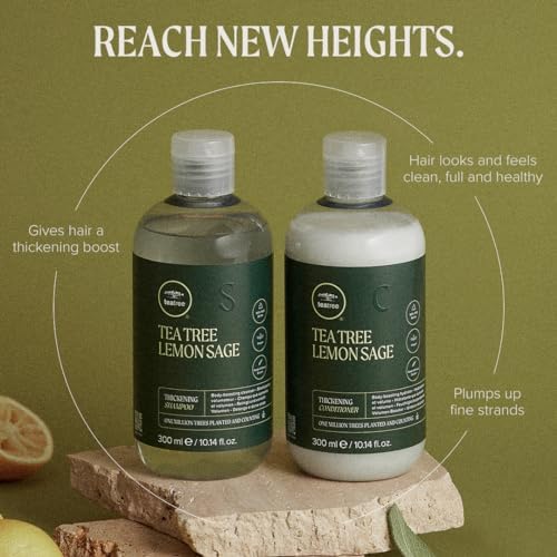 Tea Tree Lemon Sage Thickening Shampoo, Builds Body + Boosts Volume, For Fine Hair