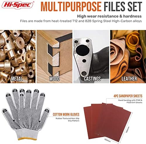 Hi-Spec Metal Hand & Needle File Tool Kit Half-Round Round & Triangle Files