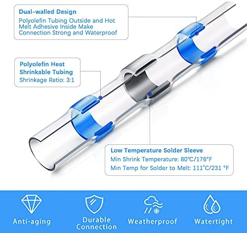 Kuject Heat Shrink Solder Seal Wire Connectors Kit 200PCS