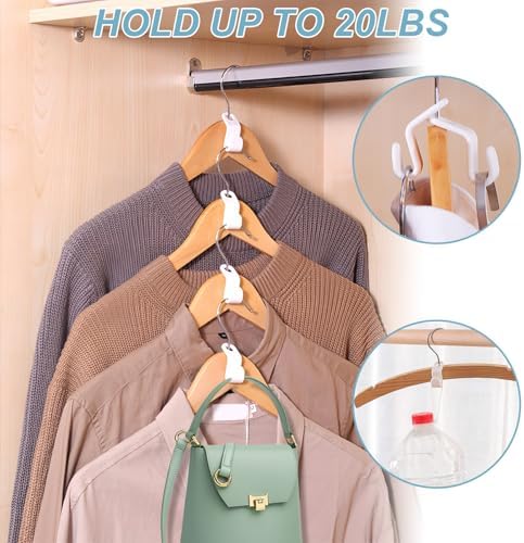 50 PCS Space Saving Hanger - Clothes Connector Hooks, Stacking Space Saver, Plastic Closet Organizers and Storage Extender for Heavy Duty Cascading Connection (White)