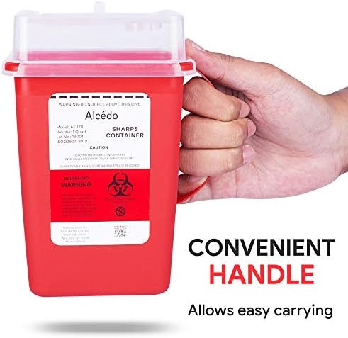Alcedo Sharps Container 1 Quart (3-Pack) for Home Use & Travel Disposal