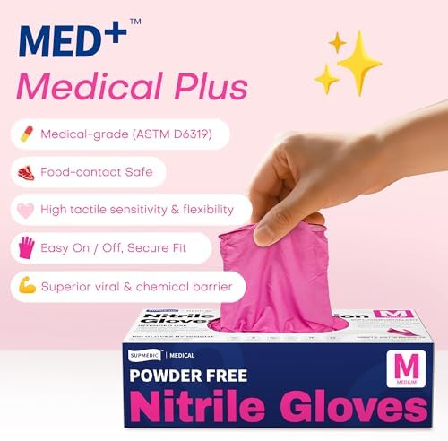 Supmedic 4 Mil MED+ Nitrile Exam Gloves, Latex & Powder-Free Orchid 100 Ct