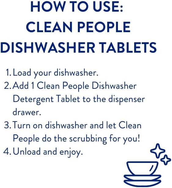 Clean People 100% Plastic-Free Dishwasher Detergent Tablets, 60ct, Lemon Verbena