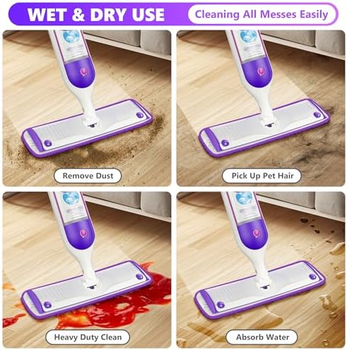 Reusable Mop Pads Compatible with Swiffer PowerMop, Microfiber Pads Refills for 13''-15'' Spray Mop, Wood Floor Replacement Refill Machine Washable for Multi-Surface Floor Cleaning, 6 Pack