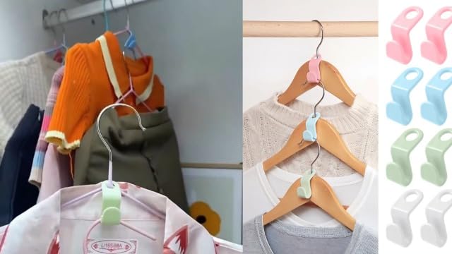 50 PCS Space Saving Hanger - Clothes Connector Hooks, Stacking Space Saver, Plastic Closet Organizers and Storage Extender for Heavy Duty Cascading Connection (White)