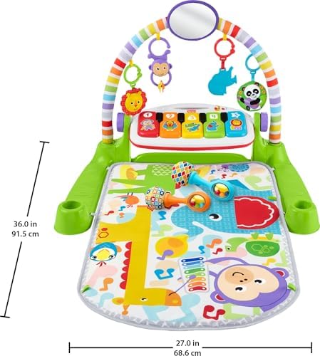 Fisher-Price Deluxe Kick & Play Piano Gym & Maracas, Ages 0+ Months