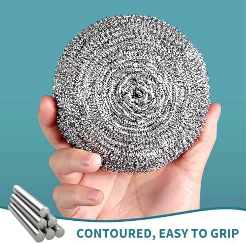 12Pcs Steel Wool Scrubber Pads for Cleaning Dishes, Pans, Pots, Ovens, Grills, Sinks - Stainless Steel Scrubbers for Kitchen, 12 Pack
