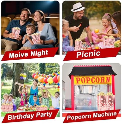 Homrelaxy 24 Pcs Popcorn Boxes for Party, Paper Popcorn Containers Buckets