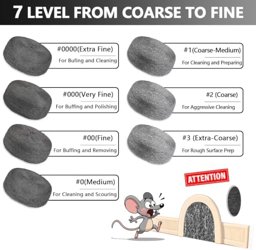 Steel Wool Mice Control, #1 Steel Wool, 65FT (1.1LB) Coarse Medium