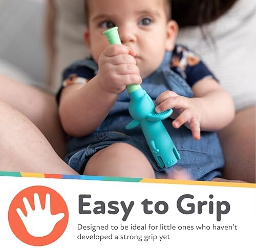 Nuby Tube Teether - (2-Pack) Baby Teething Toy - 3+ Months - Elephant and Giraffe