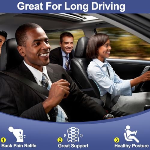 BYMECOST Lumbar Support Pillow for Car, Memory Foam Car Back Cushion