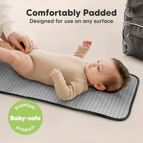 KeaBabies Portable Diaper Changing Pad, Easy Wipe Clean, 25x13 (Black Geo)