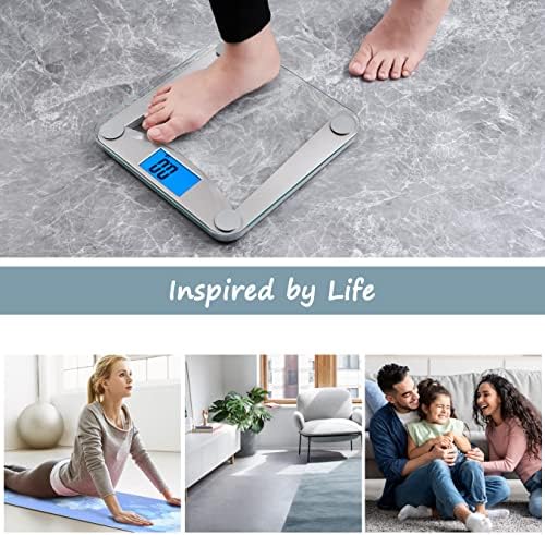 Vitafit Bathroom Scale for Body Weight Accuracy 0.1lb, 400lb,Clear Glass