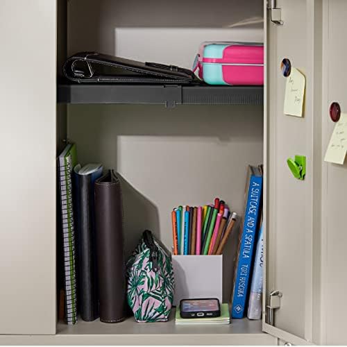 LockerMate Adjust-A-Shelf Locker Shelf for School Organization, Adjustable 12-15", Holds Up to 10 lbs, Black