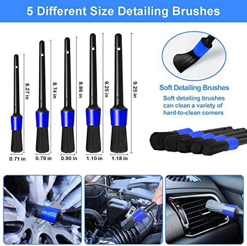 62'' Car Wash Brush Kit Mitt Mop Sponge with Long Handle, 1 Chenille Scratch-Free Replacement Head, Windshield Window Squeegee,Car Duster,Car Detailing Brushes,Tower,Car Cleaning Kit for Cars RV Truck