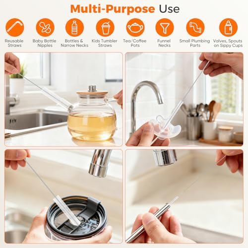 Long Straw Cleaner Brush Set, 8.7 Inch Cleaning Brushes, 10 Pack