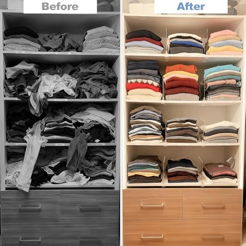 Purse Organizer for Closet Shelf Dividers: Clear Acrylic 8-Pack