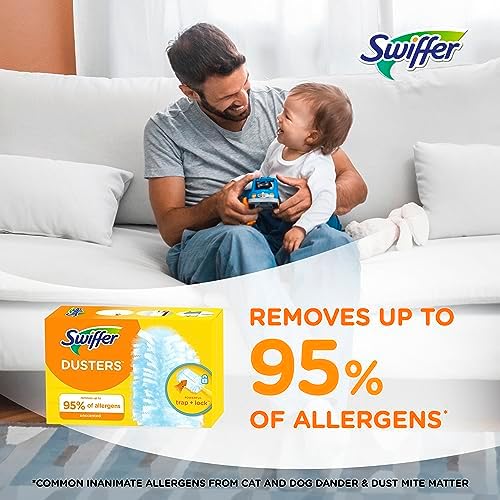 Swiffer Dusters Refill for Cleaning, Made by SWIFFER, Feather & Microfiber Duster Disposable Alternative, for Dusting Furniture, Blinds, Ceiling Fans, Walls, Helps Remove Allergens, Unscented, 18ct​