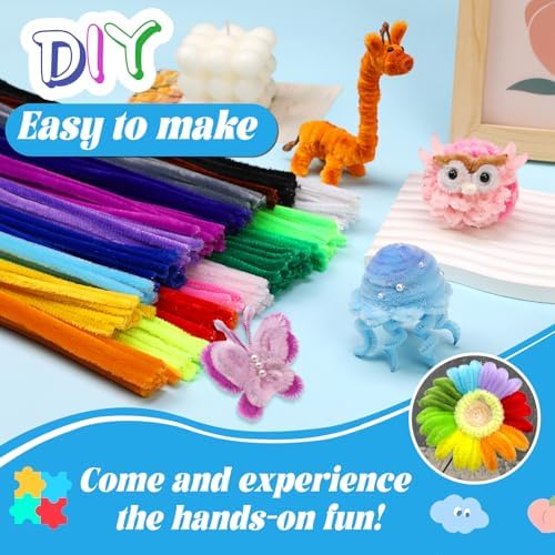 200 Pcs Pipe Cleaners, 20 Colors Pipe Cleaners Bulk for Crafts