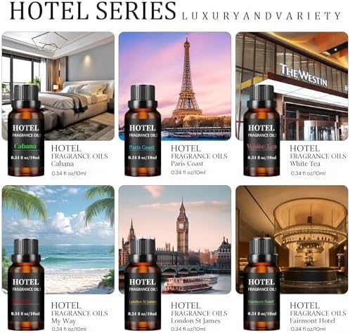 Hotel Collection Luxury Scent for Diffuser Oils Set Inspired by Iconic 5-Star Hotels- Aromatherapy Essential Oils for Diffuser & Home Scenting
