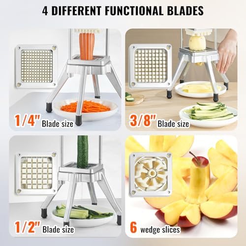 VEVOR Commercial French Fry Cutter, 4 Blades Lever Vegetable Chopper