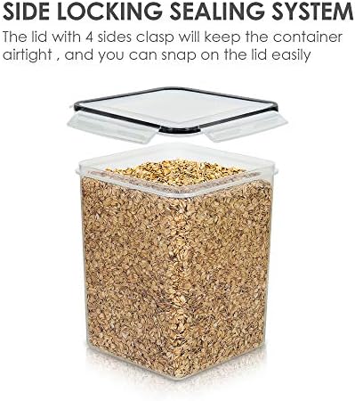 Vtopmart 5.2L Flour Sugar Storage Containers, 4 PCS, Black