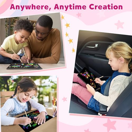 ZMLM Scratch Paper Art-Crafts Gift: 2 Pack Rainbow Notebooks Supplies Toys