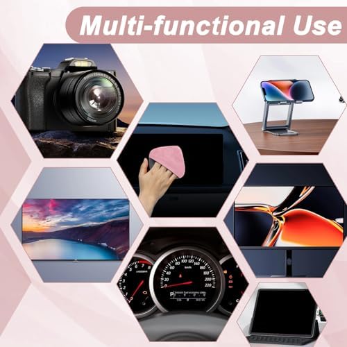 BFXM Car Screen Cleaner, 4.1''×4.1'' Pink Microfiber Dashboard Wipes
