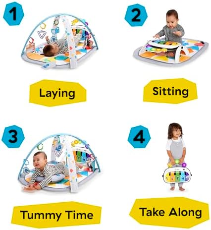 Baby Einstein 4-in-1 Kickin' Tunes Music and Language Play Gym and Piano Tummy Time Activity Mat