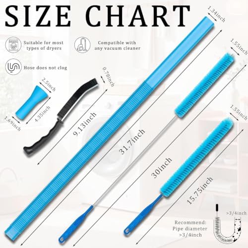 4 Pieces Dryer Vent Cleaner Kit with Dryer Vacuum Hose Attachment