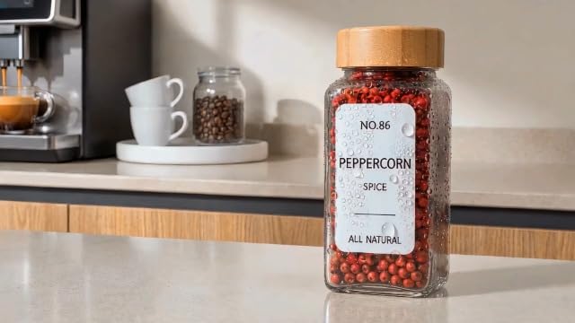 24 Pack Glass Spice Jars: 492 Lables & Pepper Grinder