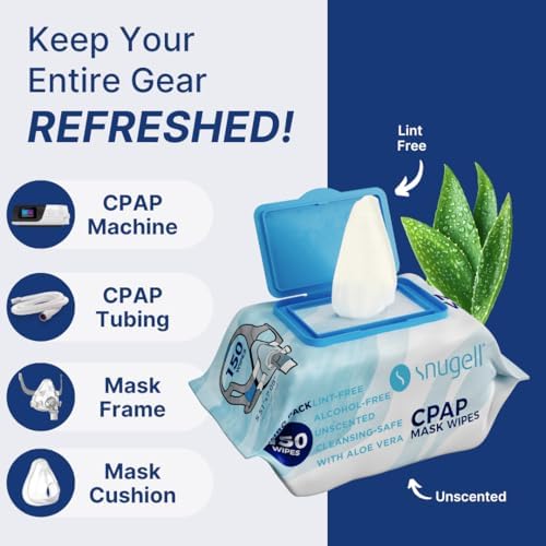 Snugell CPAP Mask Wipes - Travel Size 150 Count (Pack of 1), Unscented