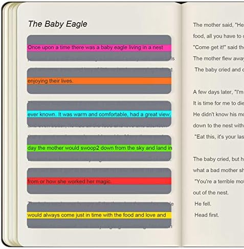 Zonon 6 Pcs Guided Reading Strips Colored Highlight Strip for Dyslexia