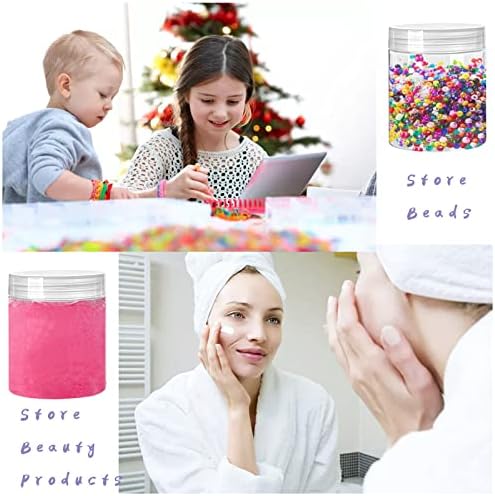 Panxxsen 20 Pack 4oz Clear Plastic Jars with Lids,115ml Wide-Mouth Refillable Storage Containers,Empty Round Containers for Candy,Beads,Lotion,Slime Making and Food Storage
