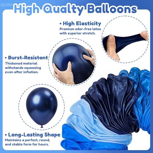 Blue Balloons, 60PCS 12inch Latex Party Balloons
