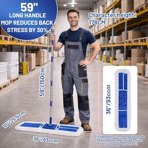 36" Commercial Dust Mop: Dust Broom for Hardwood Floors Cleaning