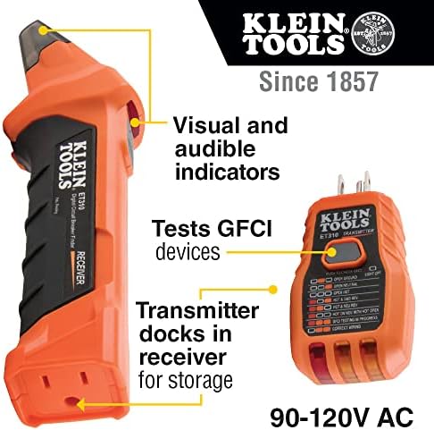 Klein Tools ET310 AC Circuit Breaker Finder, Electric and Voltage Tester with Integrated GFCI Outlet Tester