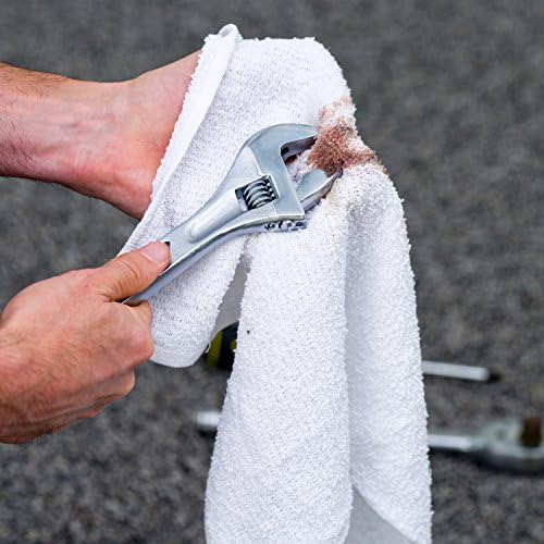 S&T INC. Cotton Terry Cleaning Towels, 24 Pack, 14" x 17", White