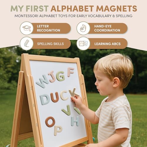JoyCat Soft Silicone Magnetic Alphabet Letters, 26 Uppercase (Muted Color)