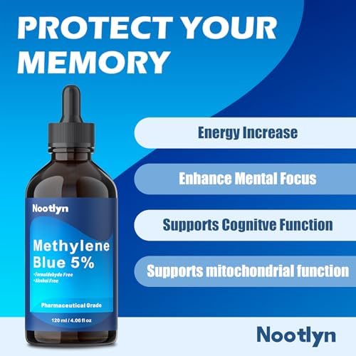 Methylene Blue Drops 5%, 99.99% Purity USP Pharmaceutical Grade Solution for Humans, No Formaldehyde & No Alcohol, 4.06 OZ FL