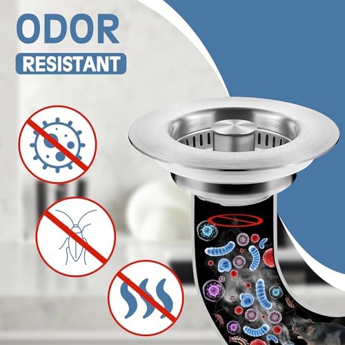 TGOSOMT Kitchen Sink Drain Strainer Stopper, Anti-Clog & Quick Drain